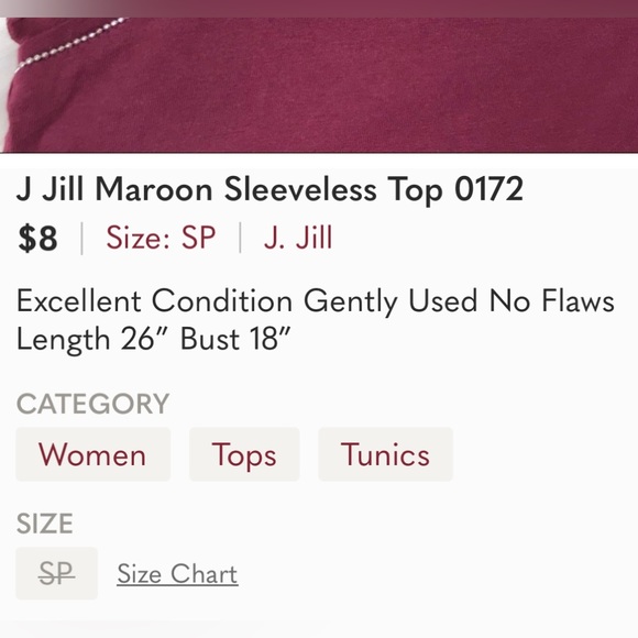 🌻3 for $15🌻 J Jill Maroon Sleeveless Top 🌺 - Picture 5 of 5